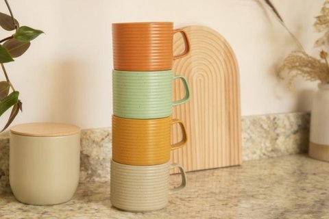Kamionkowe kubki do układania KitchenCraft Idilica, zestaw 4 sztuk, 400 ml