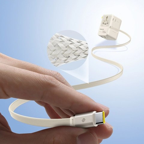 Adapter podróżny Baseus EnerCore CG11 70W 6w1 ze zwijanym kablem USB-C - biały