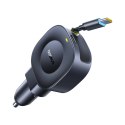 Ładowarka samochodowa Baseus PrimeTrip VR2 30W + 30W ze zwijanym kablem USB-C - czarna