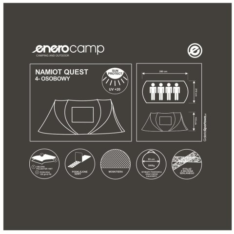 NAMIOT 4 OSOBOWY SAMOROZKŁADAJĄCY QUEST 280X210X115CM ENERO CAMP