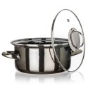 GARNEK EMALIOWANY 20cm 2L Z POKRYWĄ BANQUET METALLIC BLACK