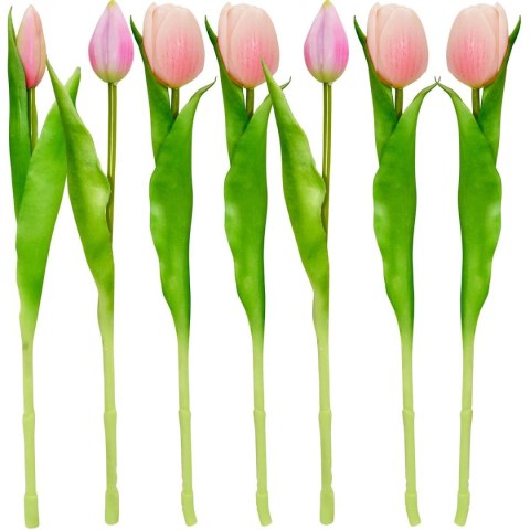 BUKIET 7 TULIPANÓW RÓŻOWYCH 31CM JAK ŻYWYCH DEKORACJA WIOSENNA