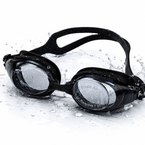 Okulary Do Pływania Regulowane Powłoka Anti Fog Ochrona UF Czarne Etui