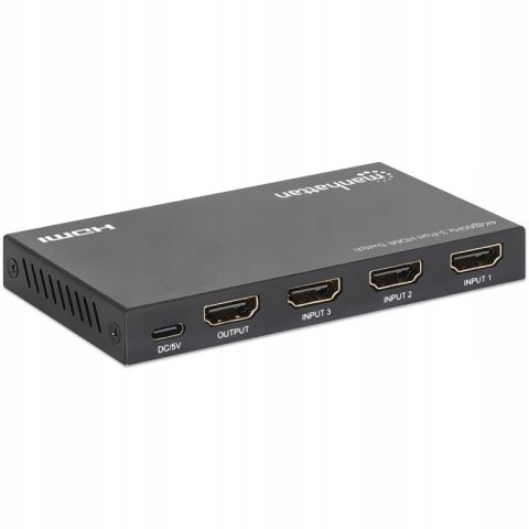 TECHLY Przełącznik switch HDMI 2.0 3x1 4K60Hz automat z pilotem 208222