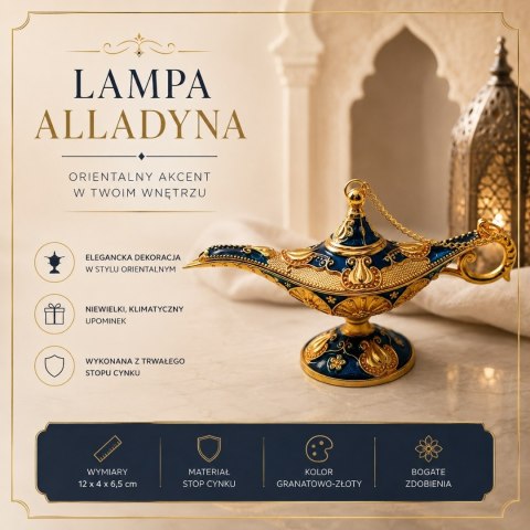 Dekoracyjna Lampa Alladyna Metalowa Granatowo-Złota 12cm - LAB12