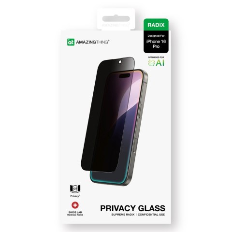 Szkło hartowane prywatyzujące do iPhone 16 Pro Radix Privacy Glass