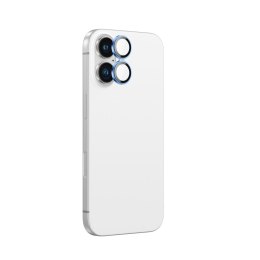 Szkło hartowane z ramką na soczewki aparatu do iPhone 16 / 16 Plus - niebieskie