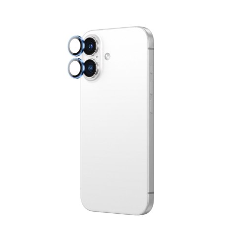 Szkło hartowane z ramką na soczewki aparatu do iPhone 16 / 16 Plus - niebieskie