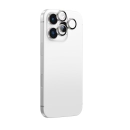 Szkło hartowane z ramką na soczewki aparatu do iPhone 16 Pro / 16 Pro Max - srebrne
