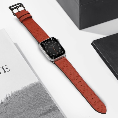 Pasek skórzany opaska bransoleta do Apple Watch 38 / 40 / 41 mm - czerwony