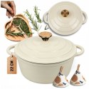 EMALIOWANY GARNEK ŻELIWNY 22cm 3L HAGE CREAM
