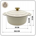 EMALIOWANY GARNEK ŻELIWNY 22cm 3L HAGE CREAM