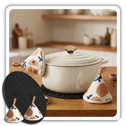 EMALIOWANY GARNEK ŻELIWNY 22cm 3L HAGE CREAM