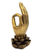 Złota Figurka Dłoń Buddy Mudra OM - Joga Kwiat Lotosu - 43724