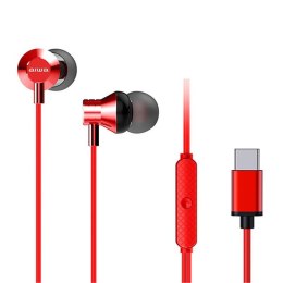 Słuchawki dokanałowe Dokanałowe AIWA ESTM-50USB-C/RD (1.2m /Złącze USB typu C wtyk/Czerwono-czarny)