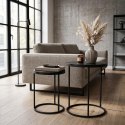 ZESTAW STOLIKÓW KAWOWYCH LOFT OKRĄGŁE BOCZNE MDF METAL 30/40CM CZARNE