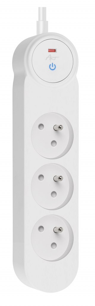Przedłużacz ART"P1220 z wyłącznikiem-3 gniazda-biały-1,5m-16A-3x1,5mm2