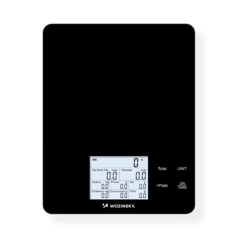 Waga kuchenna Wozinsky WIK-10 inteligentna z wyświetlaczem cyfrowym Bluetooth aplikacja - czarna