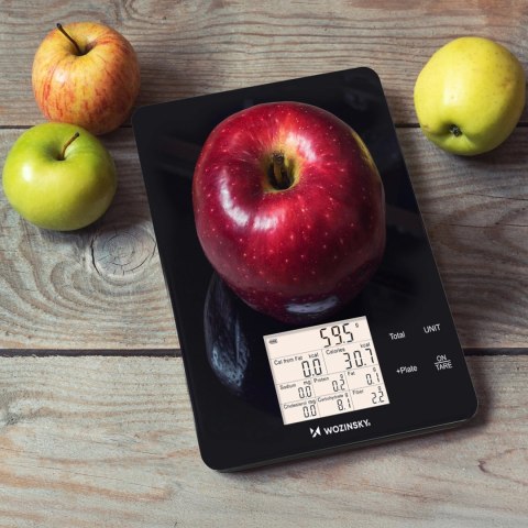Waga kuchenna Wozinsky WIK-10 inteligentna z wyświetlaczem cyfrowym Bluetooth aplikacja - czarna