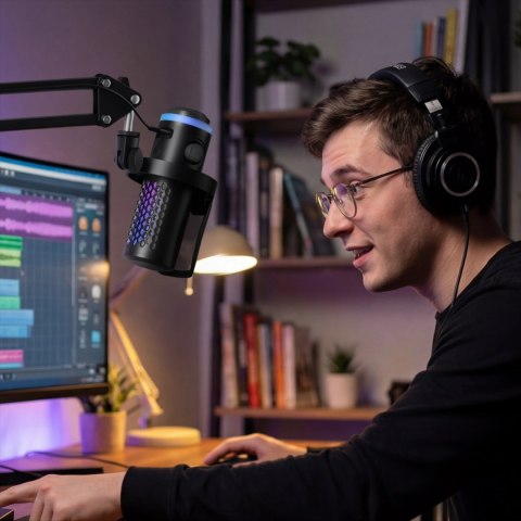 Mikrofon gamingowy BOYA CastMic G40B z ramieniem przewodowy USB-C - czarny