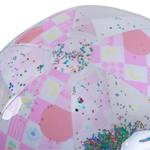 PIŁKA PLAŻOWA DMUCHANA 50CM BROKAT RÓŻOWY 53197