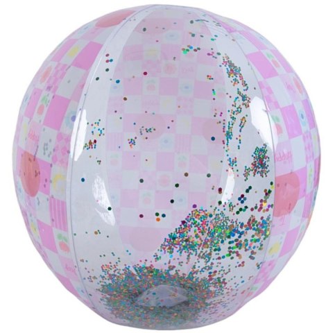 PIŁKA PLAŻOWA DMUCHANA 50CM BROKAT RÓŻOWY 53197
