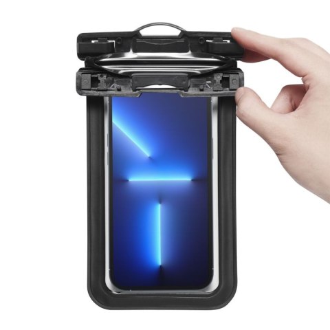 Etui pokrowiec wodoodporny na smartfona ze smyczą IPX8 czarny - 2 szt.