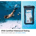 Etui pokrowiec wodoodporny na smartfona ze smyczą IPX8 czarny - 2 szt.