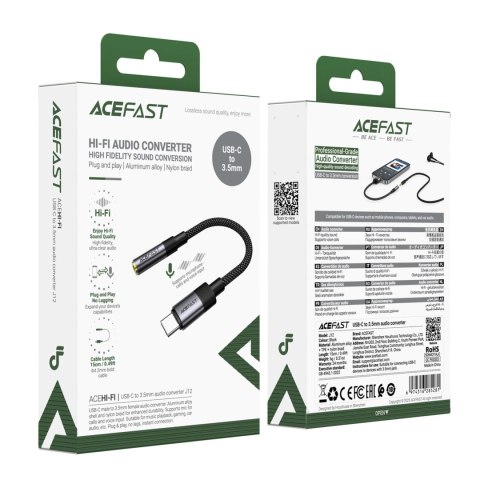 Adapter Acefast J12 USB-C do mini jack 3.5 mm - czarny