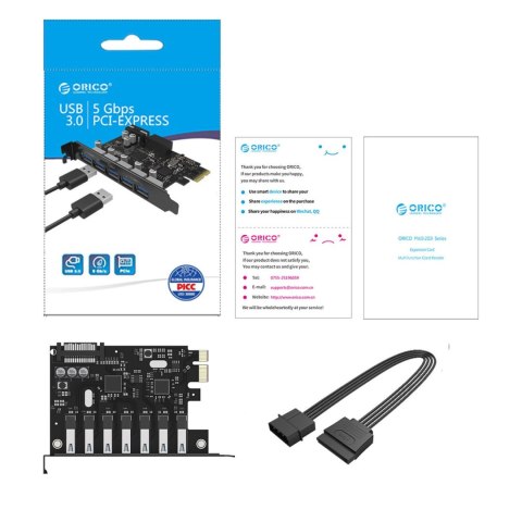 Karta rozszerzeń Orico PVU3 PCI-E 7x USB 3.0 do komputera stacjonarnego - czarna