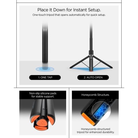 Selfie stick Spigen S582W Bluetooth - czarny