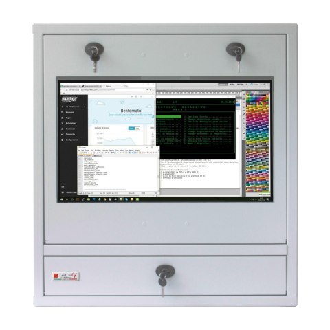 TECHLY Szafa na komputer PC przemysłowy i monitor dotykowy 22" ICRLIM10SV
