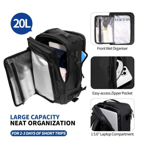 Plecak Tech-Protect Defender S50 do Ryanair & Wizzar, na laptopa 20L - czarny