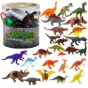 Zestaw Figurek W Pudełku Kolorowe Gumowe Dinozaury 34 Elementy