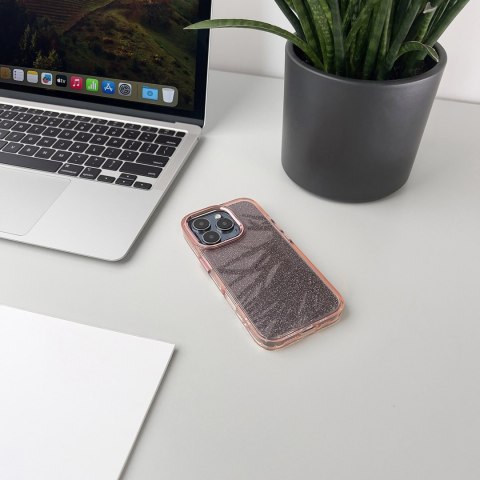 Etui pokrowiec na iPhone 16 Glitter Case - różowe z brokatem