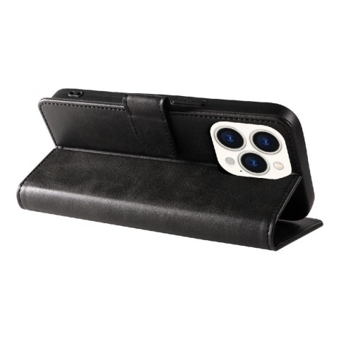 Etui pokrowiec na iPhone 16 Leather Book Case - czarny
