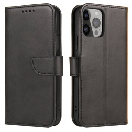 Etui portfel z klapką podstawką do iPhone 15 Pro Magnet Case - czarny