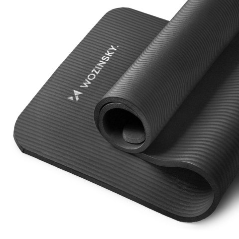 Mata gimnastyczna do ćwiczeń fitness jogi gruba 183 x 61 x 1.5 cm - czarna