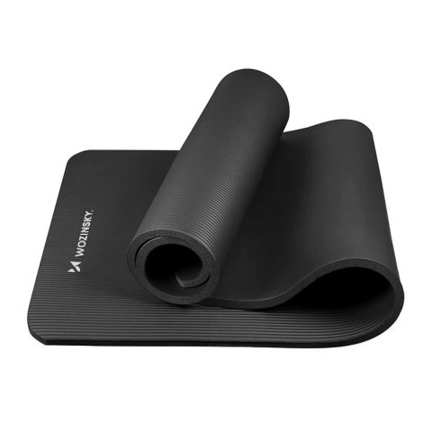 Mata gimnastyczna do ćwiczeń fitness jogi gruba 183 x 61 x 1.5 cm - czarna