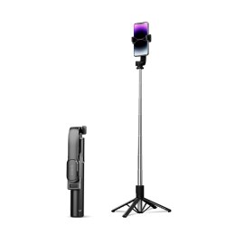 Selfie stick statyw 1/4'' na telefon kamerę aparat z obrotem 360 Bluetooth - czarny