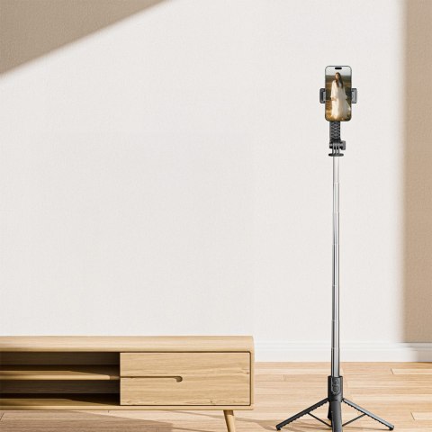 Selfie stick statyw 1/4'' na telefon kamerę aparat z obrotem 360 Bluetooth - czarny