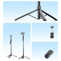 Selfie stick tripod 1/4'' na telefon kamerę aparat z obrotem 360 Bluetooth - czarny