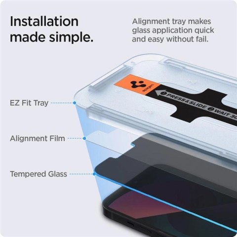 Szkło hartowane Spigen Glas.tR EZ Fit Privacy na iPhone 13 / 13 Pro / 14 / 16e / 17e- 2 szt.