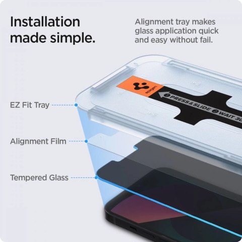 Szkło hartowane Spigen Glas.tR EZ Fit Privacy na iPhone 13 / 13 Pro / 14 / 16e / 17e- 2 szt.