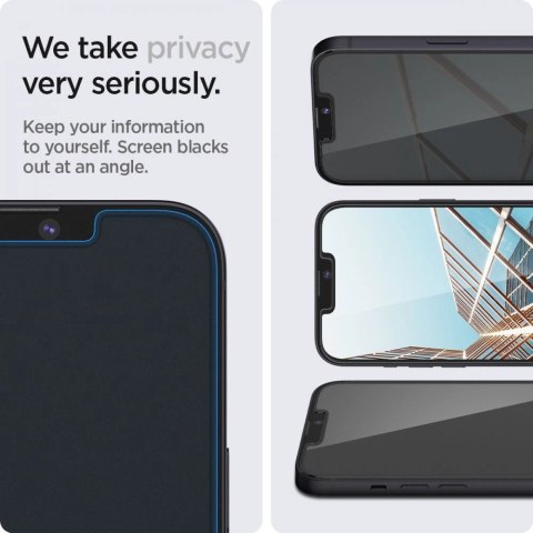 Szkło hartowane Spigen Glas.tR EZ Fit Privacy na iPhone 13 / 13 Pro / 14 / 16e / 17e- 2 szt.