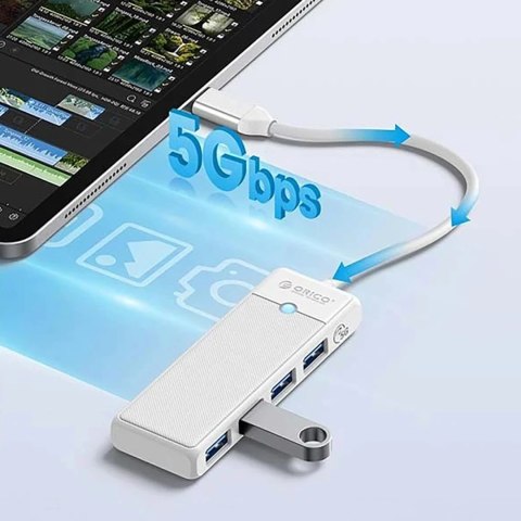 Hub USB Orico PAPW4A-C3 4-portowy 4x USB-A 3.0 0,15 m - biały