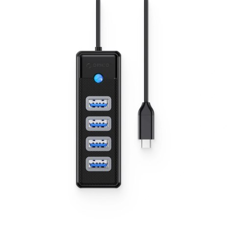 Hub USB Orico PW4U-C3 4-portowy USB-A 3.0 1,8 m - czarny