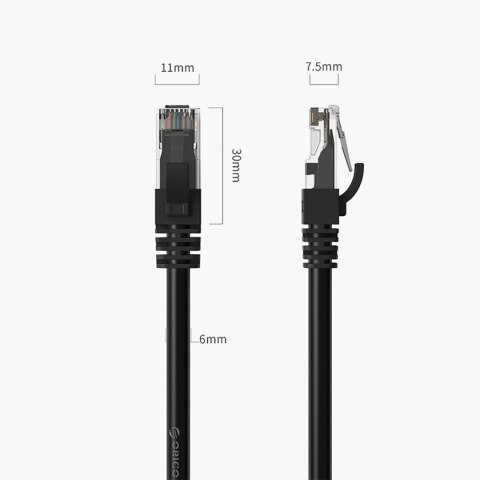 Kabel sieciowy Ethernet Orico PUG-C6 CAT6 1000Mbps RJ45 internetowy LAN okrągły 5 m - czarny