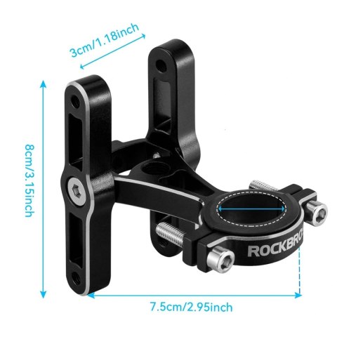 Adapter koszyka na bidon Rockbros KS-415 aluminiowy regulowany - czarny