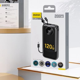 Powerbank Dudao K13 10000mAh z wbudowanym kablem - czarny